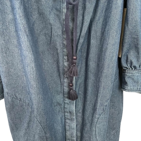 NWT Anthro Tracy Reese Denim Chambray Mini Dress Off Shoulder Boho Peasant Small - Picture 8 of 12